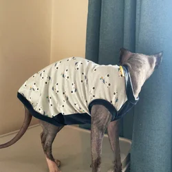 Mono de algodón azul para gato Sphynx y Devon Rex - Manga corta primavera