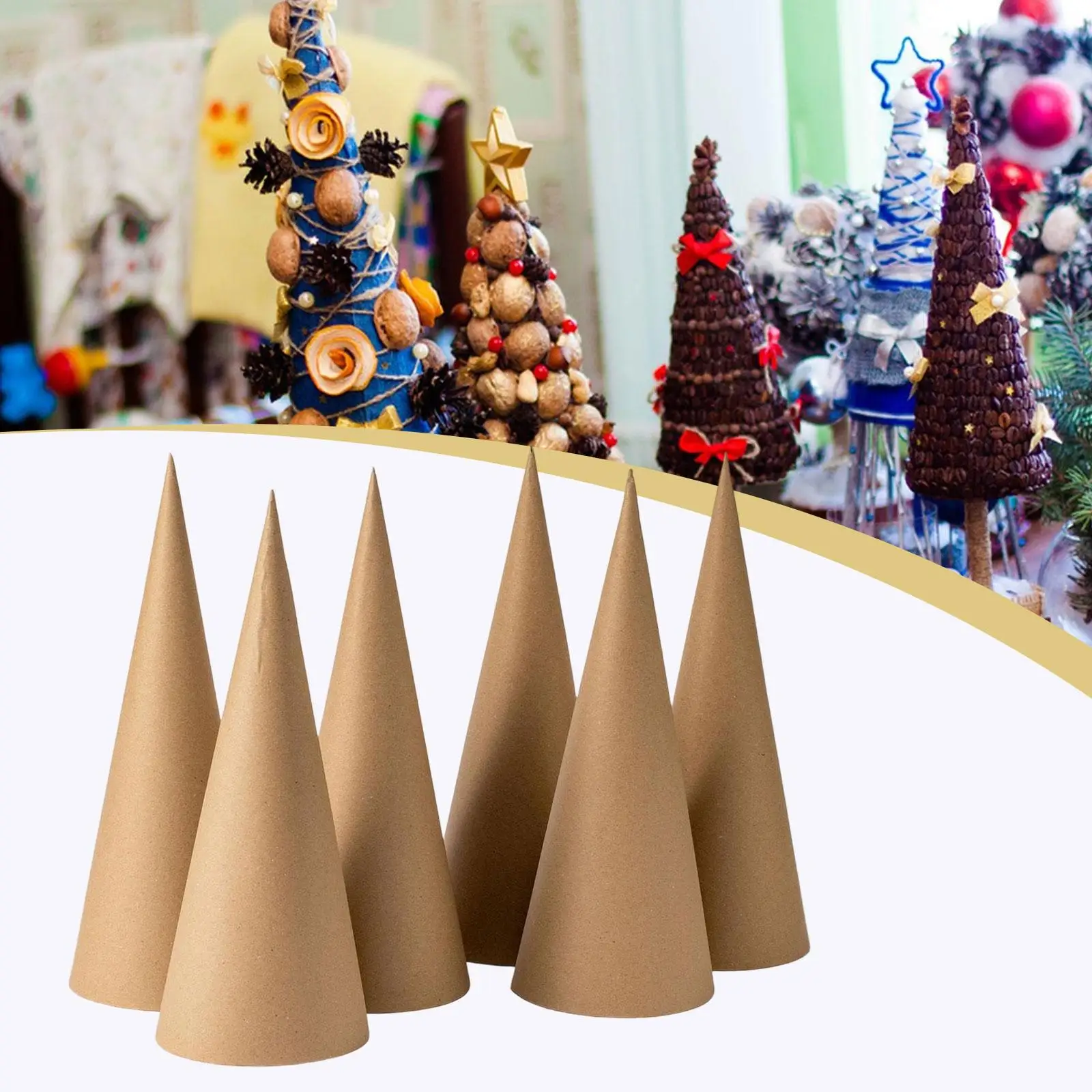 Conos de papel Kraft Mache para aula de Halloween, conos artesanales de 12 pulgadas para Navidad, hogar, proyectos de arte DIY, álbum de recortes de oficina, 6 uds. - imagen 4