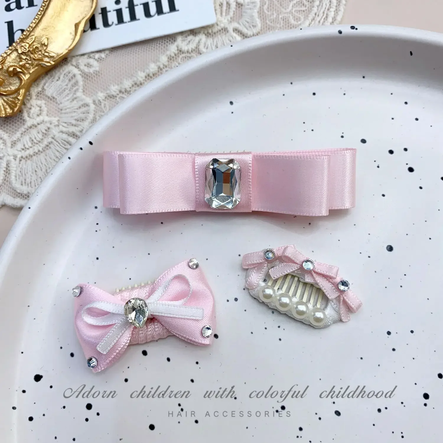 Pinza para el pelo para mascotas, accesorio para el cabello, lazo rosa, Clip BB, diadema de perlas con diamantes de imitación para perro, accesorios para cachorros de oso de peluche Marzis Yorkshire - imagen 3