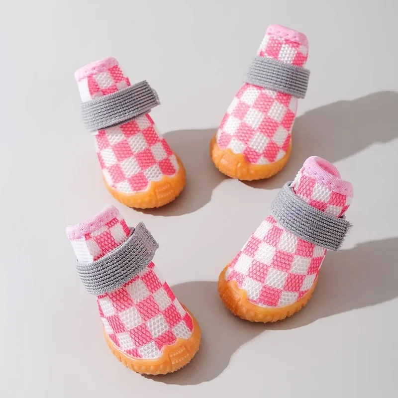Zapatos transpirables de verano para perros, botas suaves, antideslizantes, resistentes al desgaste, suela de goma, protector de pata de perro, pequeñas y medianas, exteriores - imagen 5