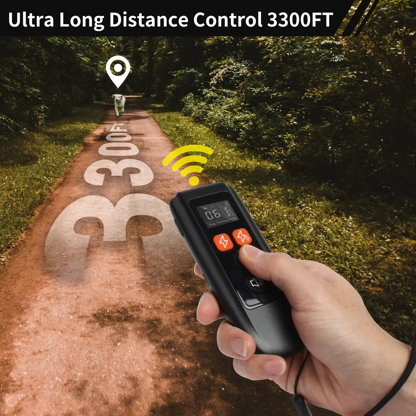 Collar de perro eléctrico impermeable IPX7 con control remoto, Collar de entrenamiento de perro recargable de 3300 pies, Collar de choque para perros de todos los tamaños - imagen 3