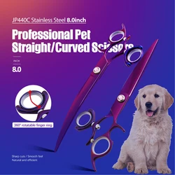 Tijeras profesionales de aseo para perros – Mango giratorio 360° y set curvado