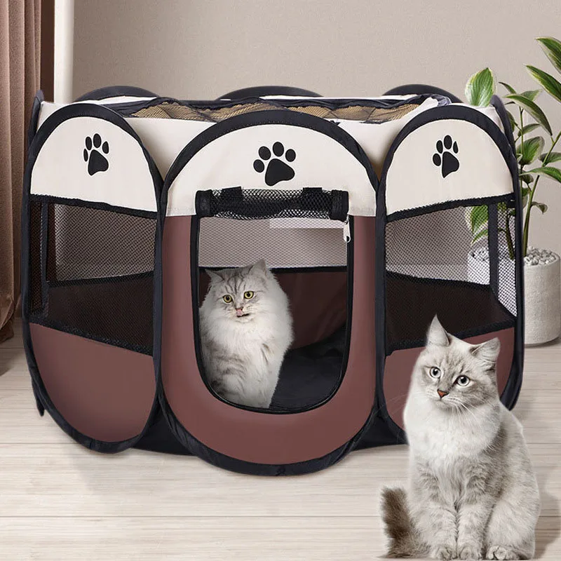 Sala de reparto para gatos y perros, tiendas de campaña con valla de jaula octogonal para mascotas para capturarse y listas para cajas de entrega, gatos y perros plegables - imagen 3