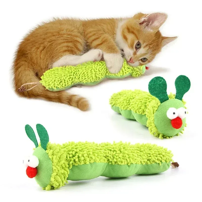 Juguetes para gatos, oruga de peluche, resistente a los arañazos y a las mordeduras, relleno de hierba gatera, juguetes para gatos autocurativos, almohada de simulación - imagen 2