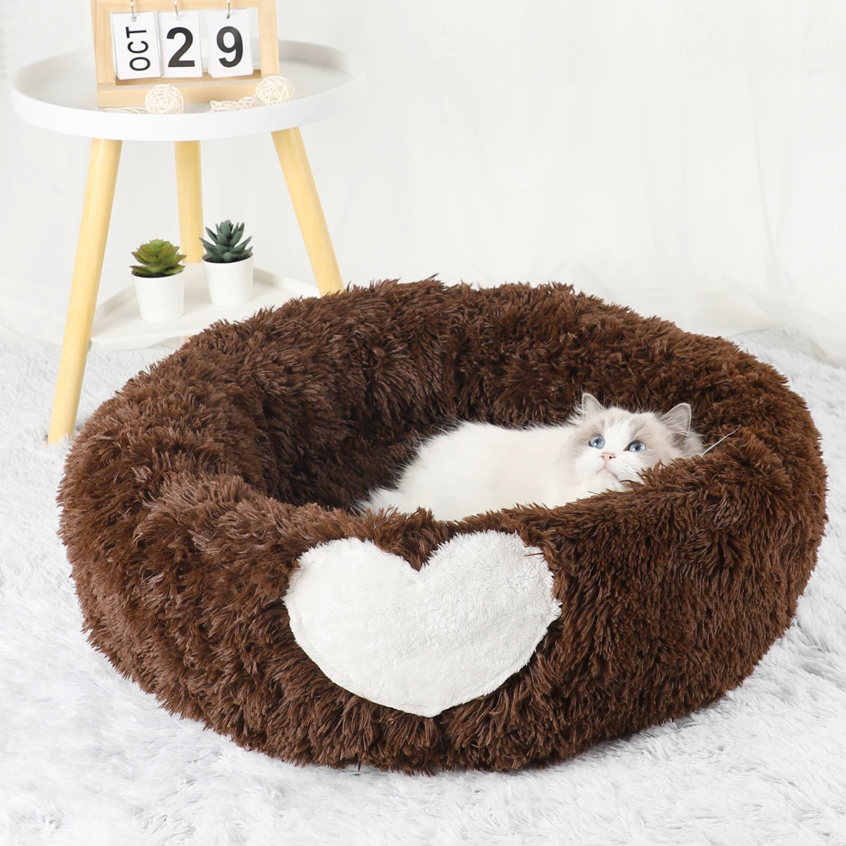 Cama para gatos, muebles para mascotas, accesorios para gatitos, casa, sofá de invierno, cama redonda, cesta, productos, suministros, cojines cálidos para gatos - imagen 4