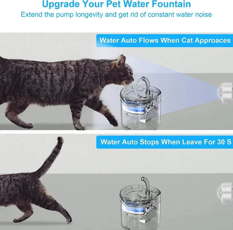 Fuente de agua para gatos, interruptor con Sensor de movimiento PIR para fuente de mascotas, arranque automático, parada, ahorro de energía, accesorio Universal inteligente - imagen 2