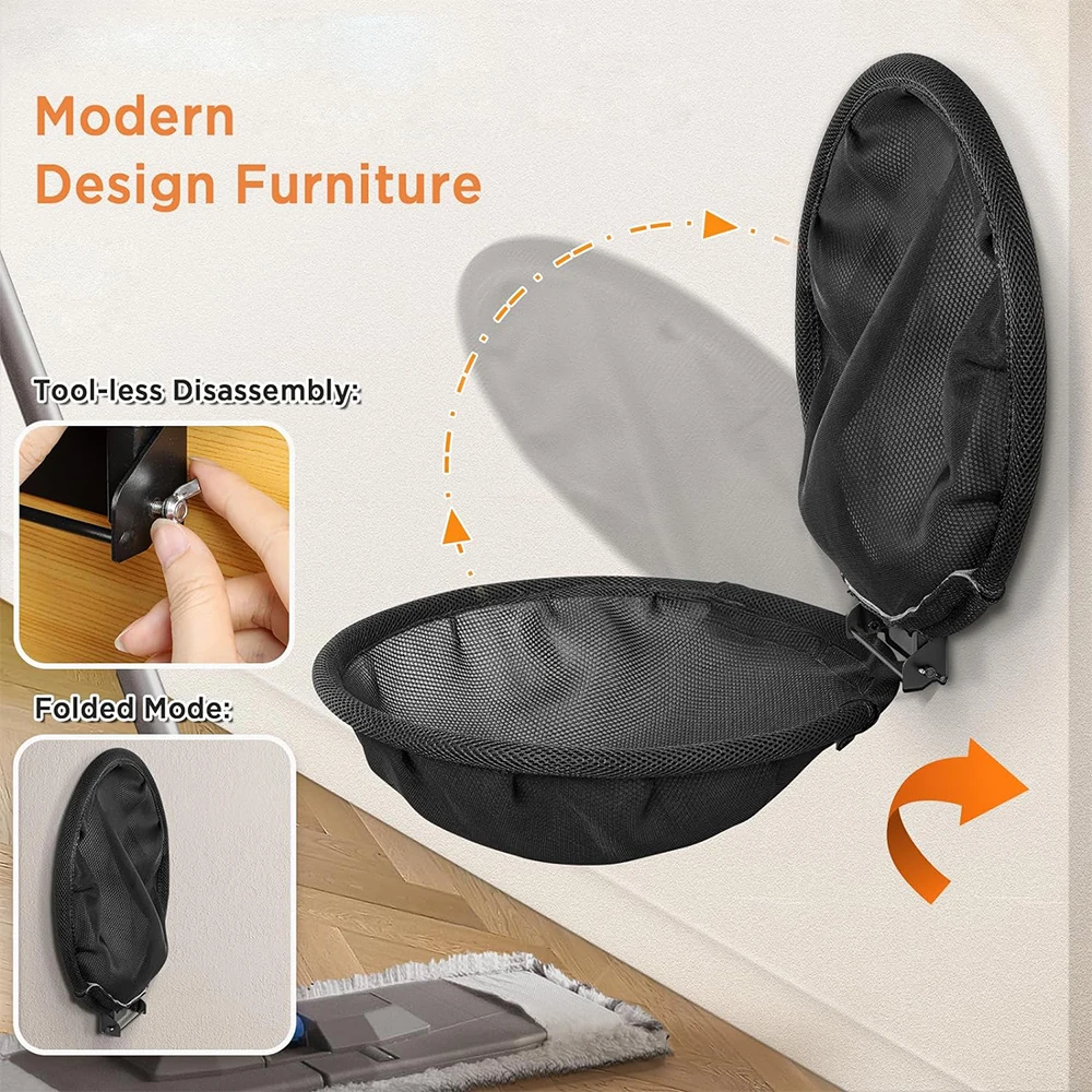 Hamaca redonda tipo pared para gatos, malla negra transpirable y cómoda, felpa blanca, suave y duradera, descanso y ahorro de espacio para gatitos - imagen 2