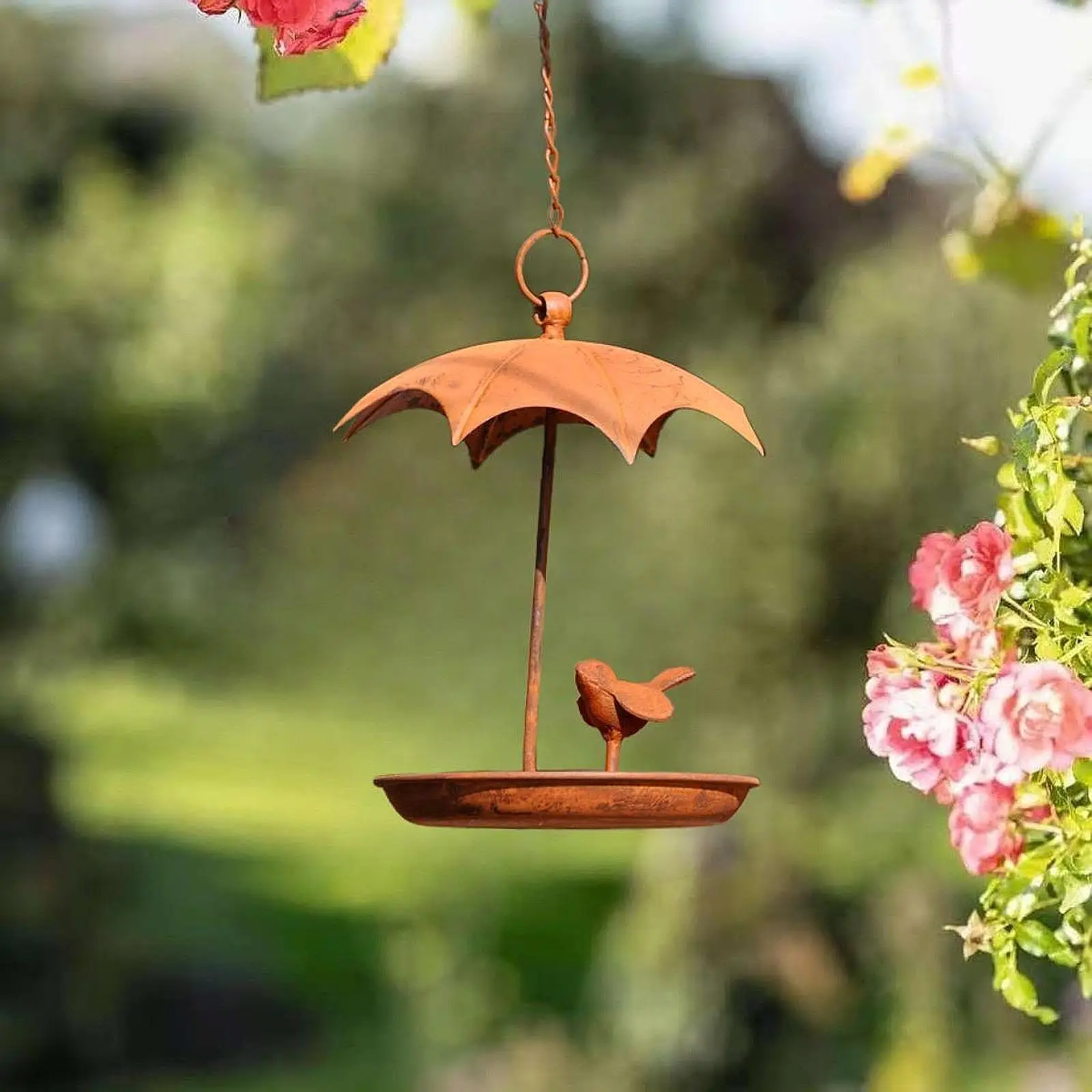 Hanging Bird Feeder Ornament Rustic Retro Design Decorative for Outside Yard Courtyard Outdoor