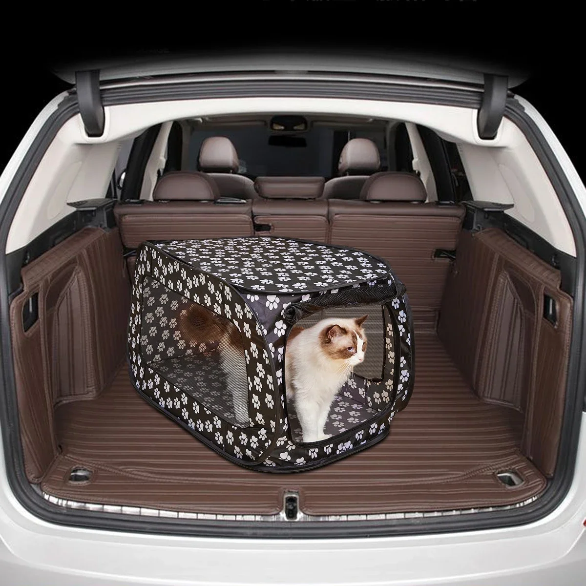 Tienda transportadora emergente portátil plegable para interiores y exteriores con ventana de malla, puerta con cremallera para mascotas, transportadora de viaje para perros y gatos pequeños - imagen 3