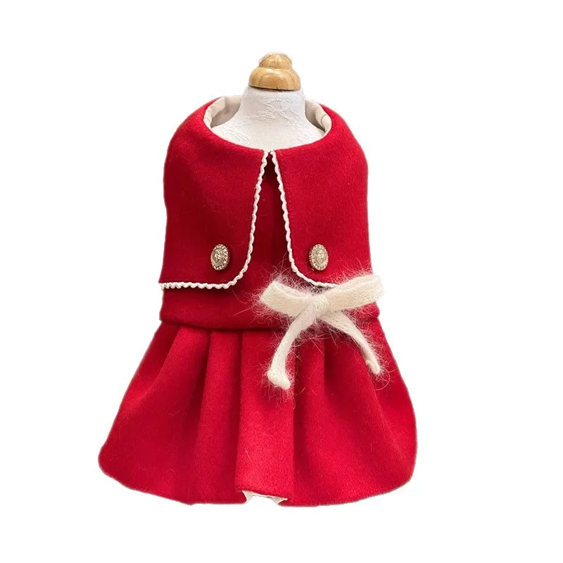 Abrigo de lana para mascotas, Navidad, Año Nuevo, Otoño/Invierno, vestido para perros pequeños, abrigo, vestidos para perros pequeños, ropa para cachorros - imagen 5