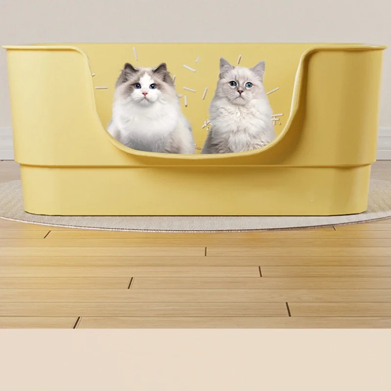 Cajas de arena para gatos de gran tamaño, Extra grande, abierta, semicerrada, inodoro para mascotas, antisalpicaduras, lavabo para gatos, productos universales - imagen 2