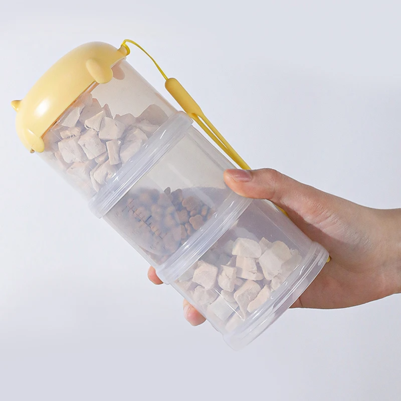 Contenedor de almacenamiento de alimentos para mascotas de 3 capas, tanque dispensador de alimentos portátil para perros al aire libre, tarro de almacenamiento de alimentos sellado transparente con escala - imagen 3