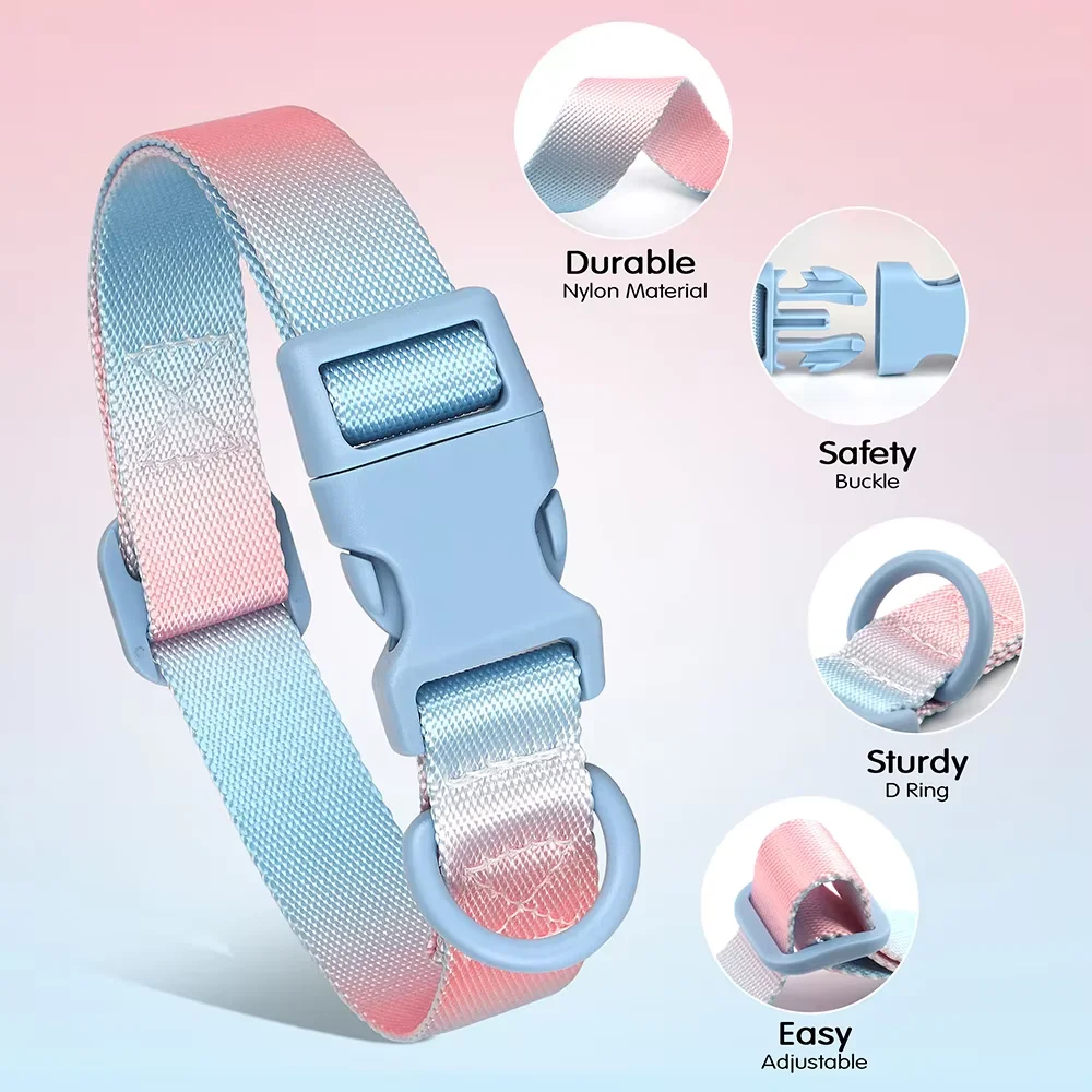 Collar de nailon ajustable para perros pequeños, collares degradados para mascotas, accesorios de moda para perros pequeños, medianos y grandes - imagen 2
