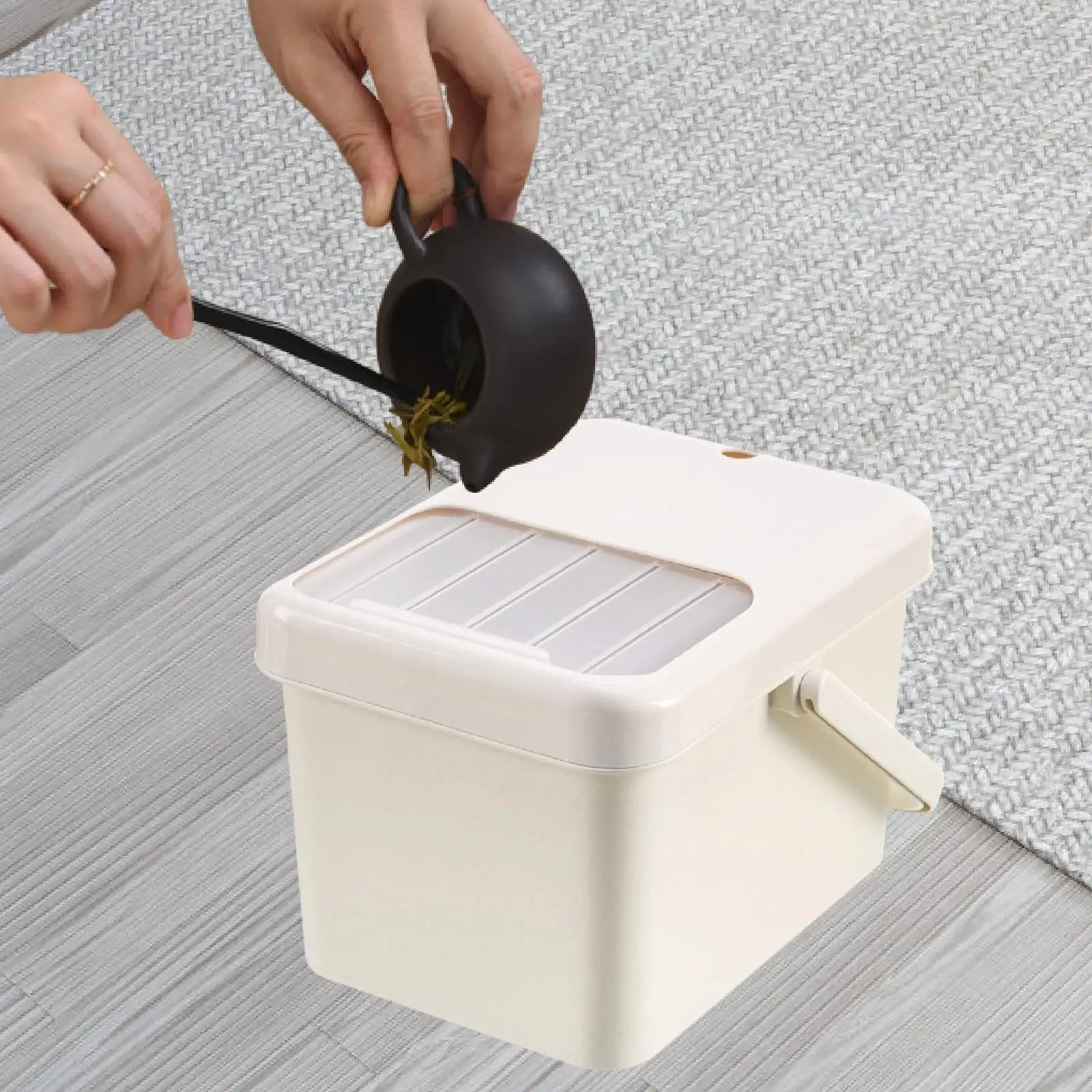 Cubo de drenaje para Dregs de té, contenedor de basura con tapa para el hogar y la Oficina, accesorios de mesa para ceremonia, cubo de basura, cubo para Dregs de té - imagen 5