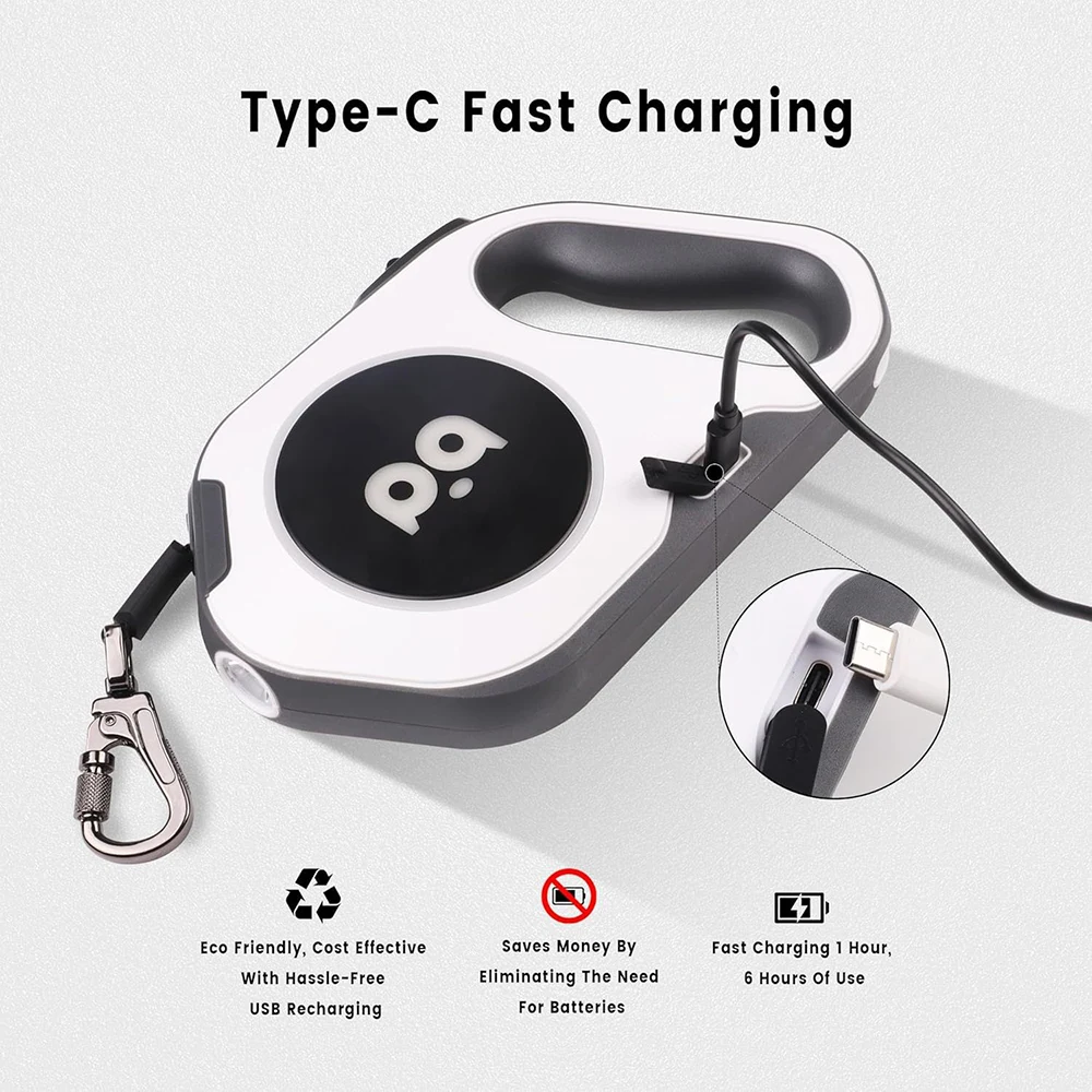 Correa retráctil automática para perros grandes, 5M, iluminación LED para perros medianos y grandes, cuerda de plomo de nailon duradera para caminar, correas para mascotas - imagen 4