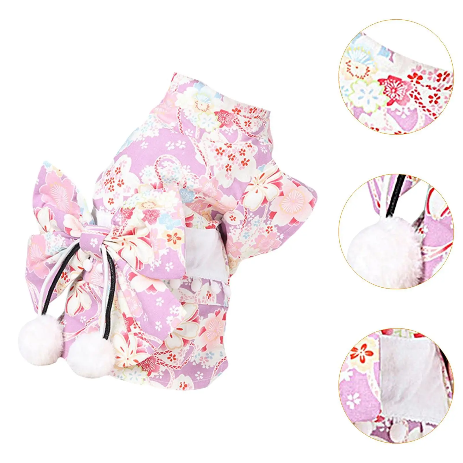 Vestido para gatos transpirable con pajarita y estampado de flores para perros pequeños disfraz para mascotas - imagen 5