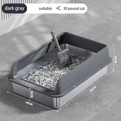 Caja de arena para gatos acero inox grande con tapa y lados altos