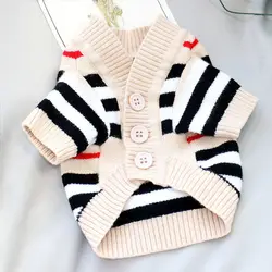 Jersey de punto a rayas para perros y gatos – Cárdigan cálido de invierno