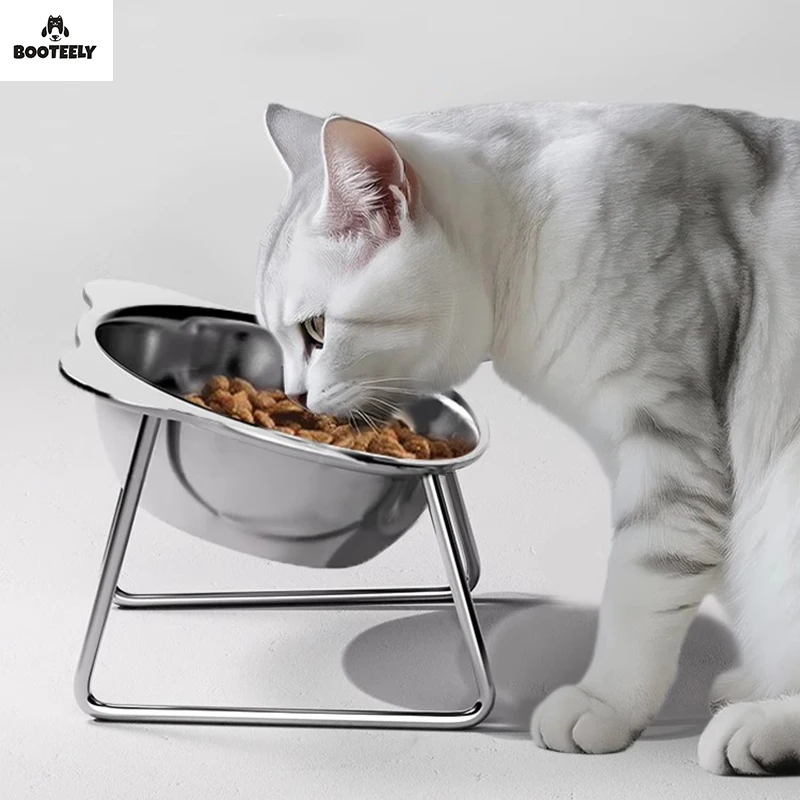 Cuenco de acero inoxidable para gatos, soporte para mascotas, aumento de altura, protección del cuello, cuenco para mascotas, cuenco antigolpes para perros, cuenco de comida para gatos, cuenco de arroz