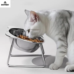 Cuenco elevado antivuelco para gatos de acero inoxidable