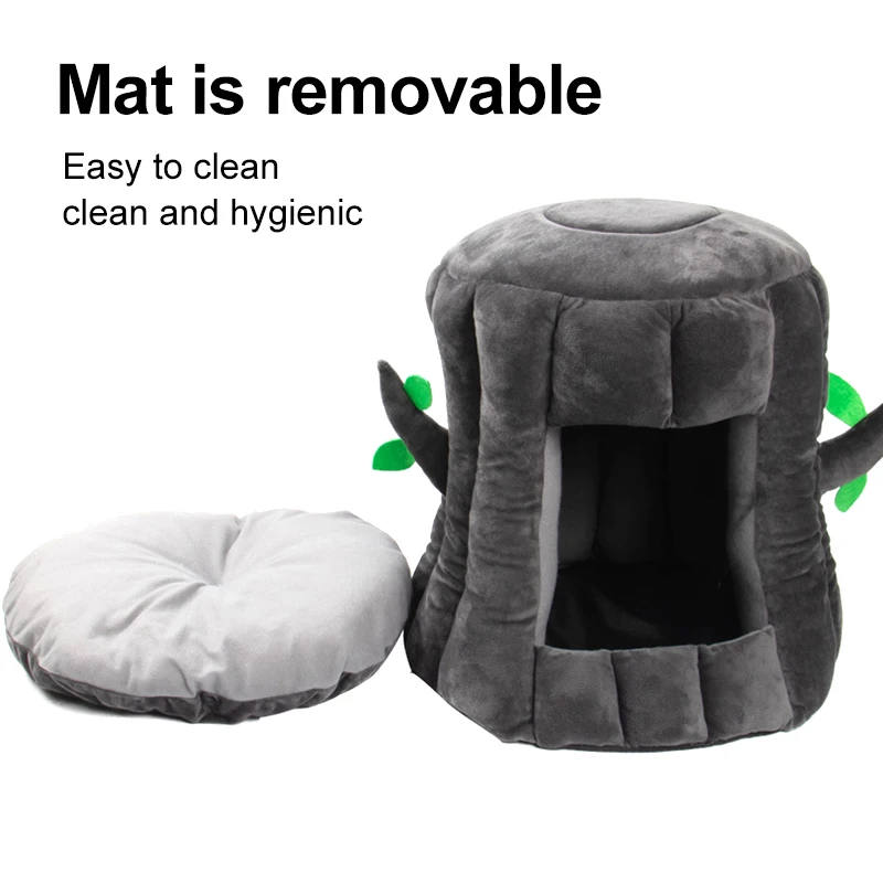 Cama acogedora para mascotas, cálida, cueva, nido, tocón creativo, casa de dormir para mascotas con cojín extraíble, para gatos y perros pequeños - imagen 5