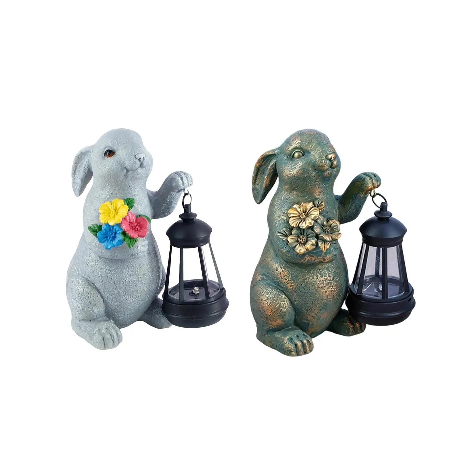 Estatua solar para jardín: conejo de resina decorativa de Pascua - imagen 3