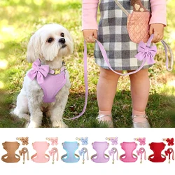 Set collar pajarita con arnés y correa para perros pequeños y medianos