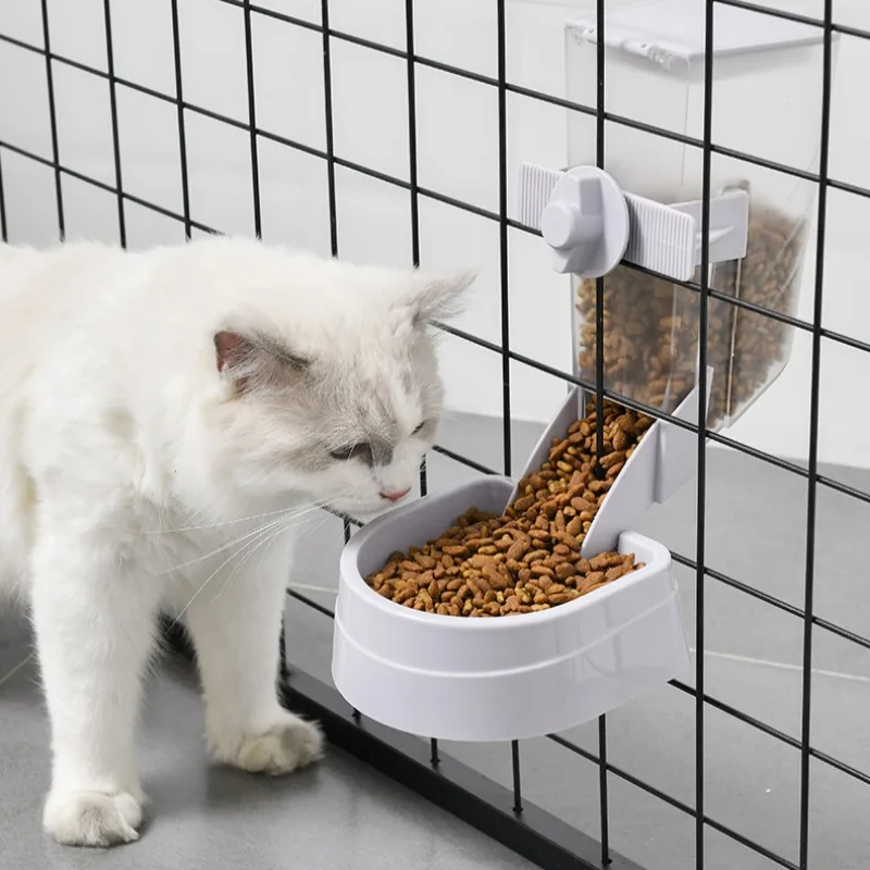 Juego de alimentador de agua y comida colgante para perrera, jaula extraíble para gatos y perros, contenedor de comida, recipiente de plástico fijo a prueba de golpes, tazón para beber para mascotas - imagen 5