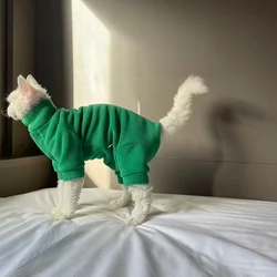 Abrigo polar de invierno para gato Sphynx, sudadera cálida de paleta de colores de macarrón de 4 patas para gatitos, traje suave de otoño para gato sin pelo