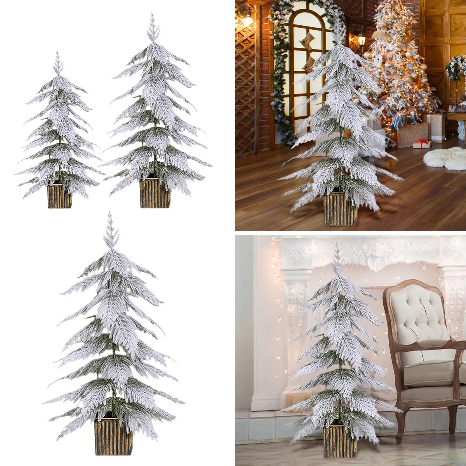 Snow Flocked Artificial Christmas Tree,Xmas Tree,Mini Desk Christmas Tree for Holiday, Cabinet,Valentines Day,Party,Fireplace