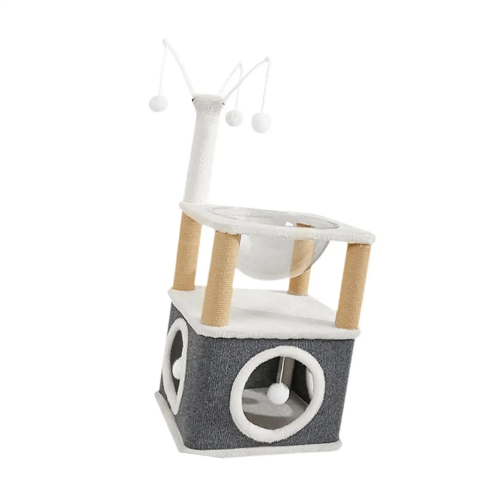 Cápsula espacial para cama para gatos, casa para gatos, cama grande para gatos, condón en forma de cubo para gatos cueva para múltiples mascotas pequeñas, gatos para moler patas, gatos de interior