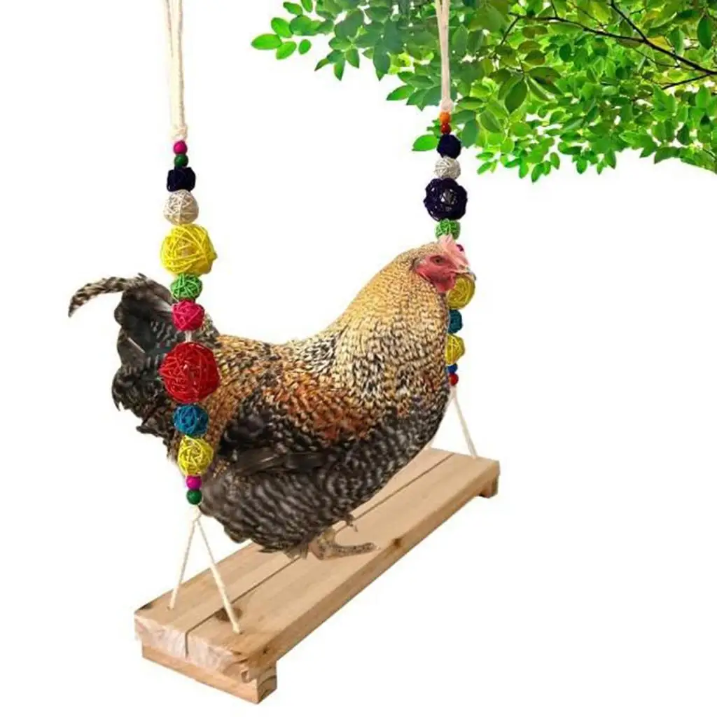 Pet Chicken Wood Swing Toys Natural Wooden for Hens Large Bird Parrot Parakeets
