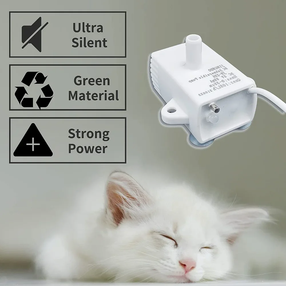 Bomba de agua con luz LED para mascotas, fuente de agua de 5V con USB, accesorios de Motor de repuesto para gatos, tazón para beber, dispensador de agua para perros - imagen 4