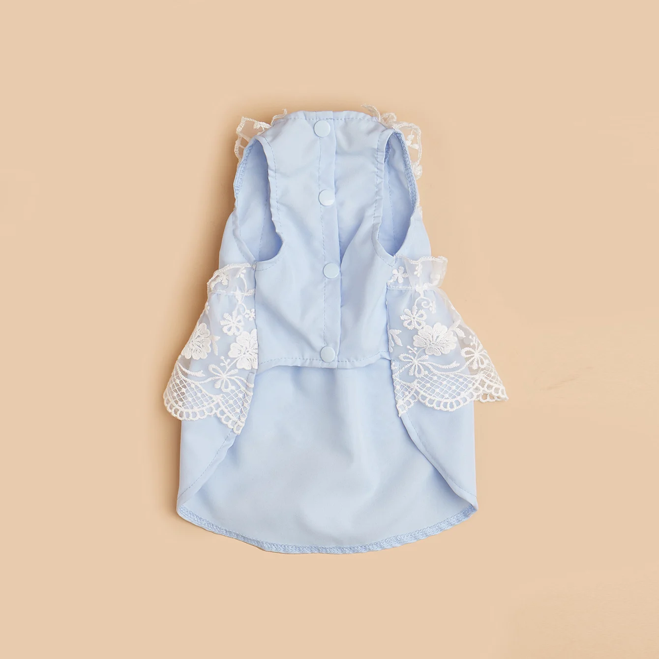 Vestido de perro azul claro de verano con decoración de encaje, ropa sin mangas de princesa para perros y niñas, disfraz de fiesta para perros pequeños/gatos - imagen 4