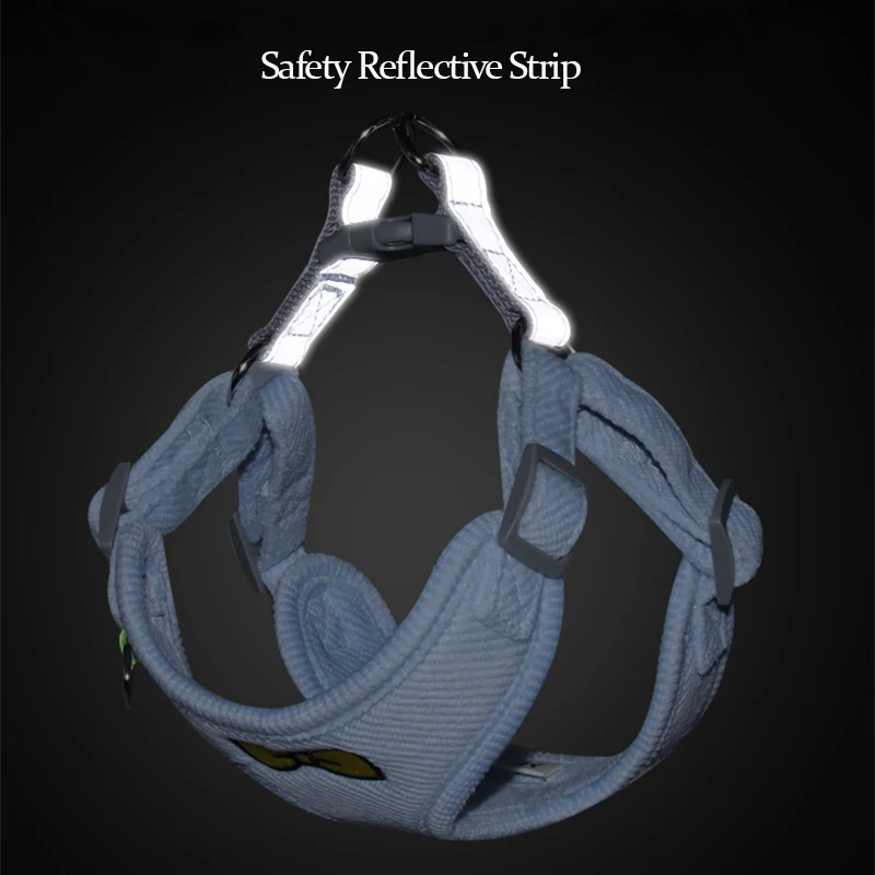 Arnés para perros pequeños, conjunto de correa reflectante para mascotas, correa para el pecho para cachorros, arnés para perros y gatos, chaleco de seguridad para vehículos, caminar y correr - imagen 2