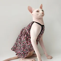 Falda floral morada para gata Sphynx – Ropa para gato