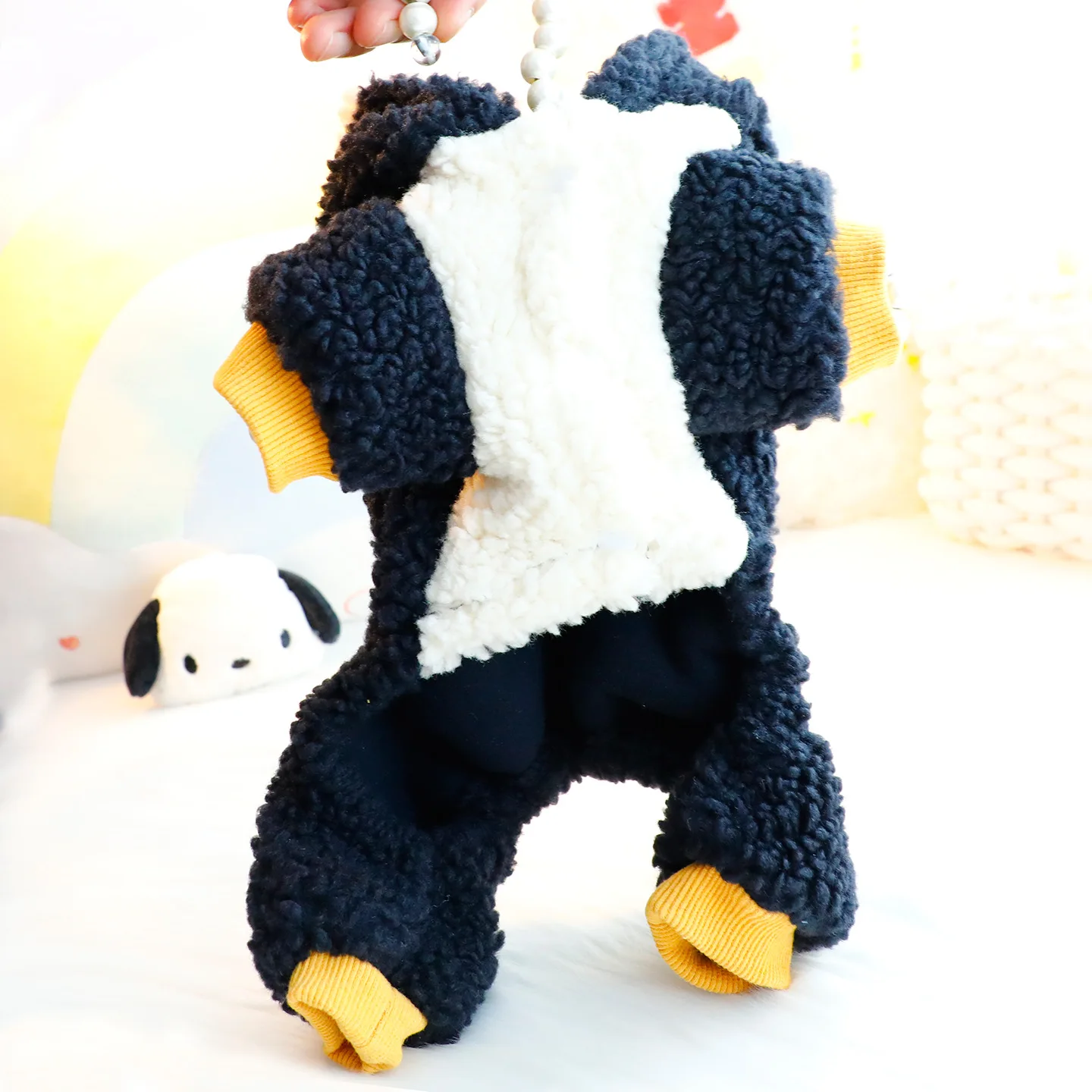 Ropa para perros Otoño e Invierno grueso lindo pingüino traje de cuerpo de tracción de cuatro patas suministros para mascotas para perros pequeños - imagen 5