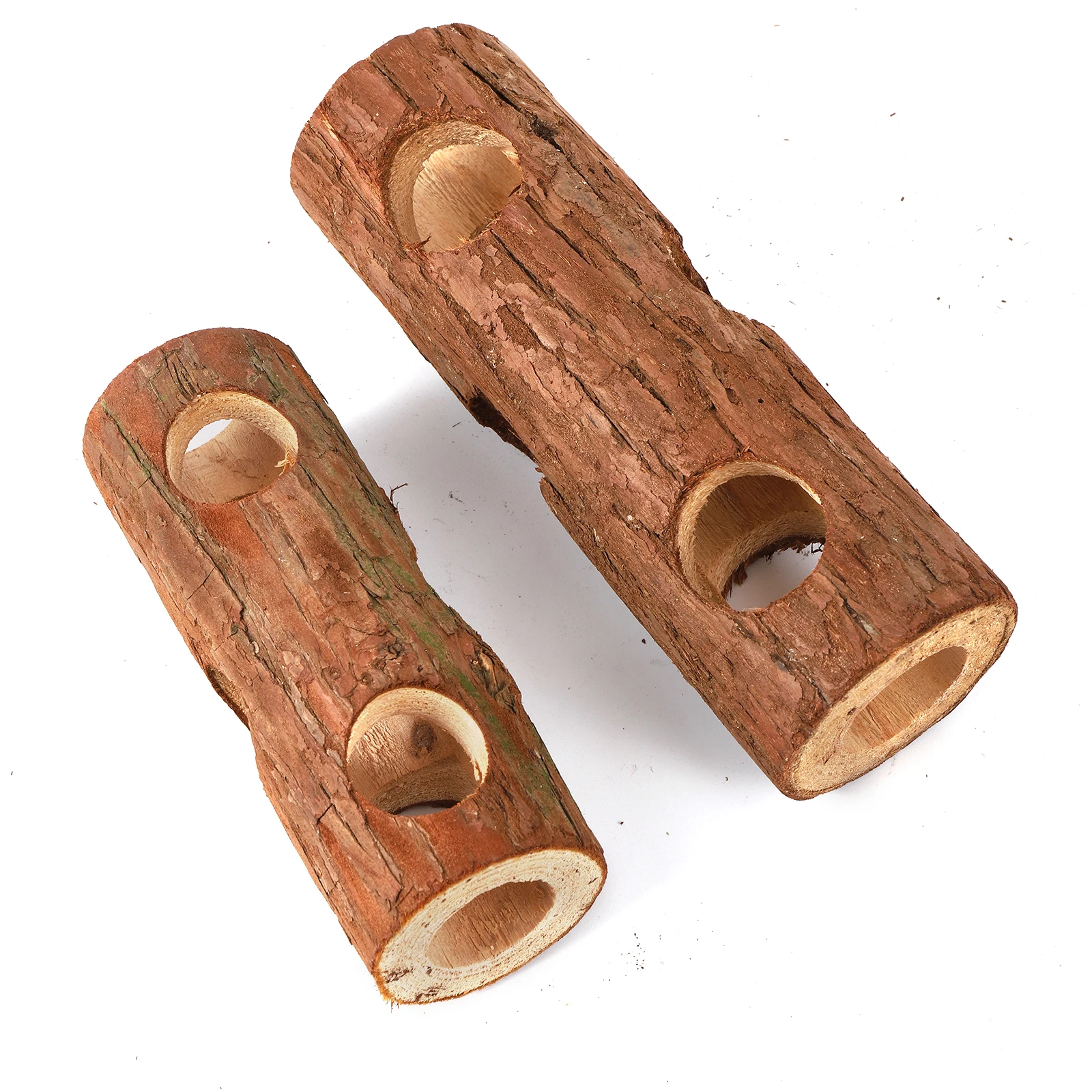 Hámsteres de madera Natural para mascotas, tubo de túnel de madera, árbol hueco, tronco, dientes, molienda, juguetes para masticar, suministros para mascotas pequeñas, 1 ud.
