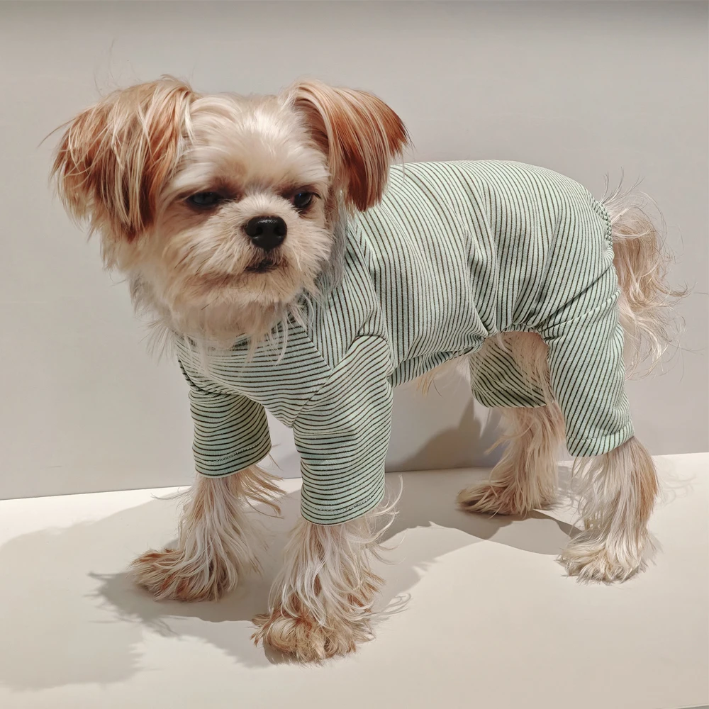 Ropa para perros Otoño Invierno cálido mono a rayas para perros ropa para cachorros traje térmico para perros ropa para mascotas abrigo para perros