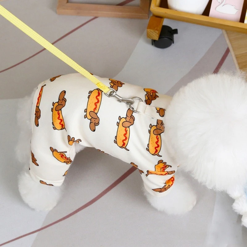 Ropa para perros con estampado de dibujos animados de cuatro patas, mono ligero Unisex para cachorros pequeños, monos transpirables para gatos de otoño y primavera - imagen 4