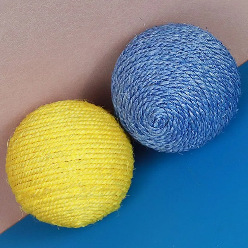 Juguete interactivo de bola de Sisal para gatos, bola tejida grande, dientes molares, productos para mascotas con campana - imagen 5
