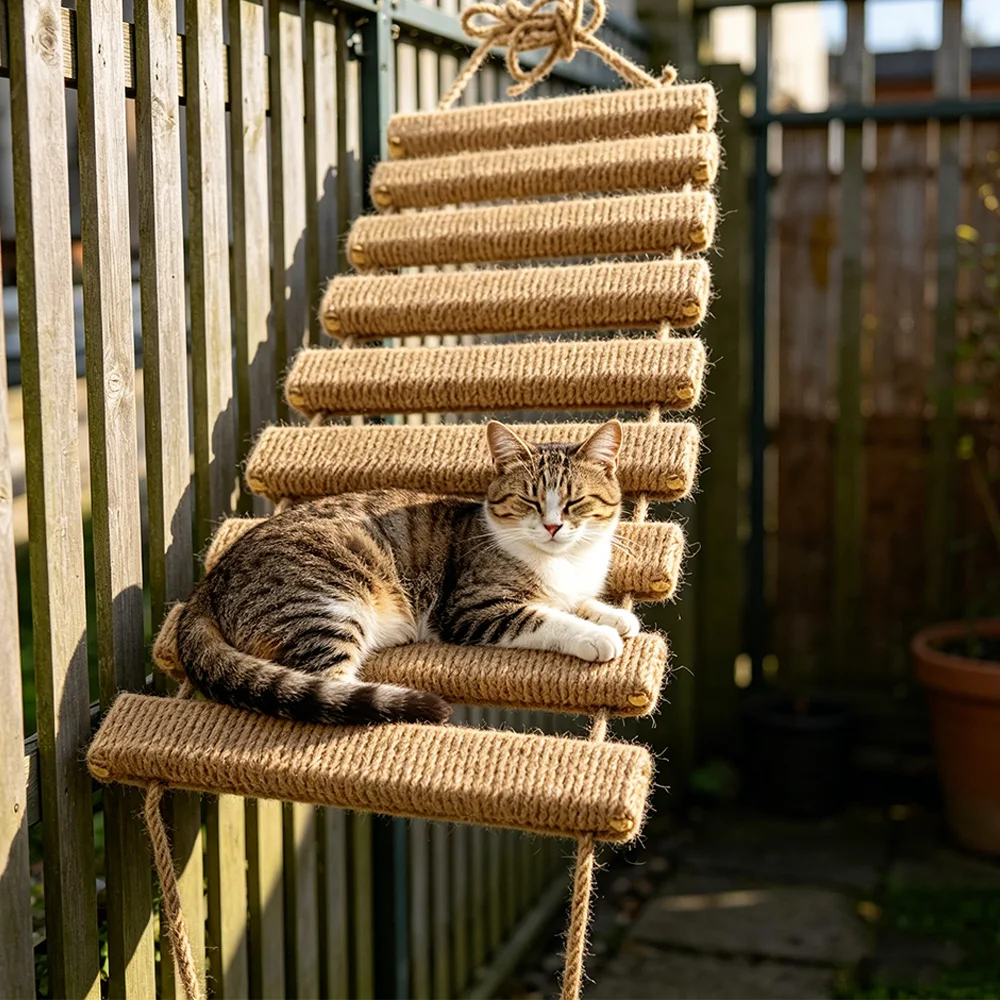 Puente sisal madera gato – Escalera rascador jaula - imagen 5