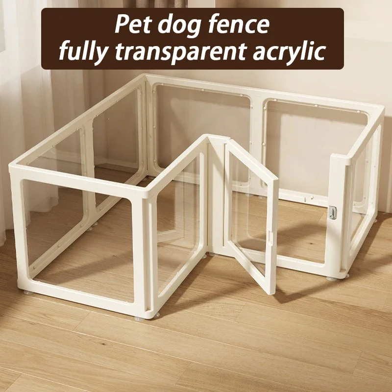 Sistema de jaula para valla para perros pequeños, bricolaje, interior, con puerta, valla para perros, casa acrílica totalmente transparente para cachorros, patio para gatitos libremente combinado
