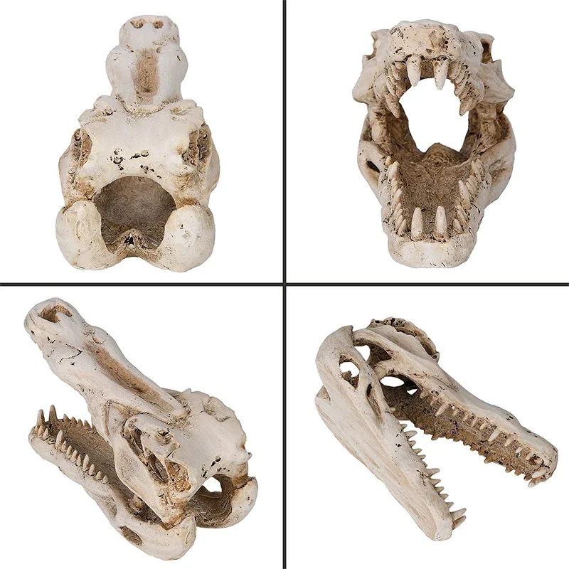 Decoración de Acuario, casa de reptiles, Cráneo de resina, ornamento de Acuario, cueva de pecera, accesorios de decoración Artificial para el hogar, dragón barbudo - imagen 4