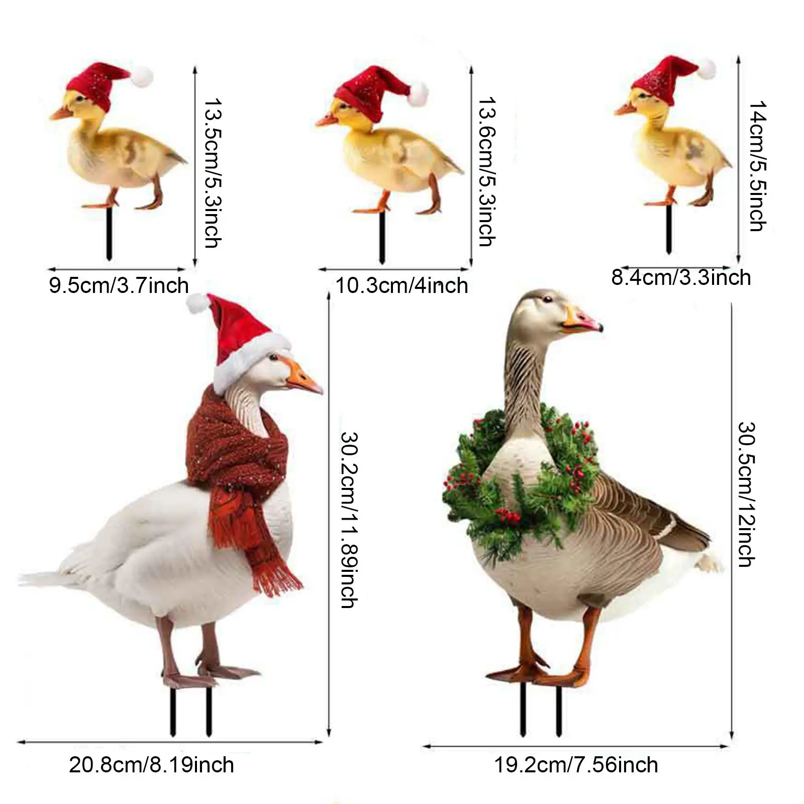 5x Christmas Outdoor Duck Stakes Yard Sign Ornaments Ground Insert Yard Art Decorations for Backyard Floor Lawn Outdoor Patio