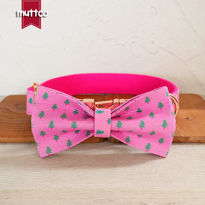 MUTTCO-collar de perro con hebilla de metal grabada, etiqueta de identificación personalizada de árboles de Navidad, placa de identificación antipérdida para mascotas, 5 tamaños, UDC218