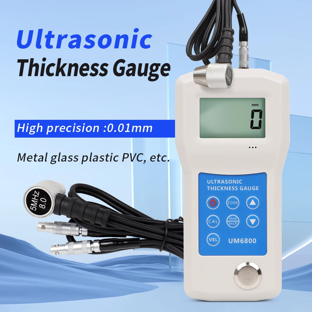 Medidor de espesor ultrasónico con pantalla LCD, probador de espesor de sonda ultrasónica de precisión de 1-280mm para Metal, plástico, PVC, tubo de vidrio