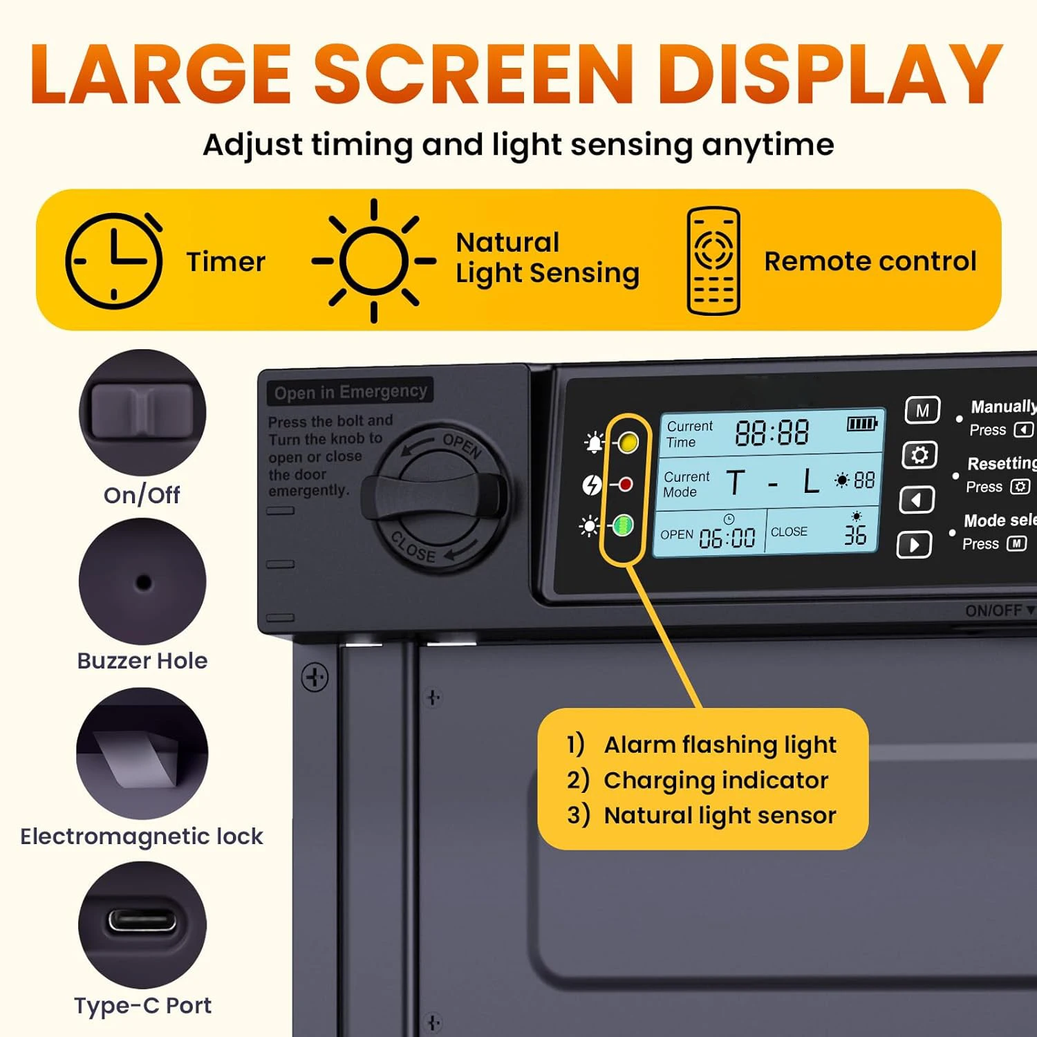 Puerta solar automática para gallinero exterior – Sensor luz antipellizco - imagen 4