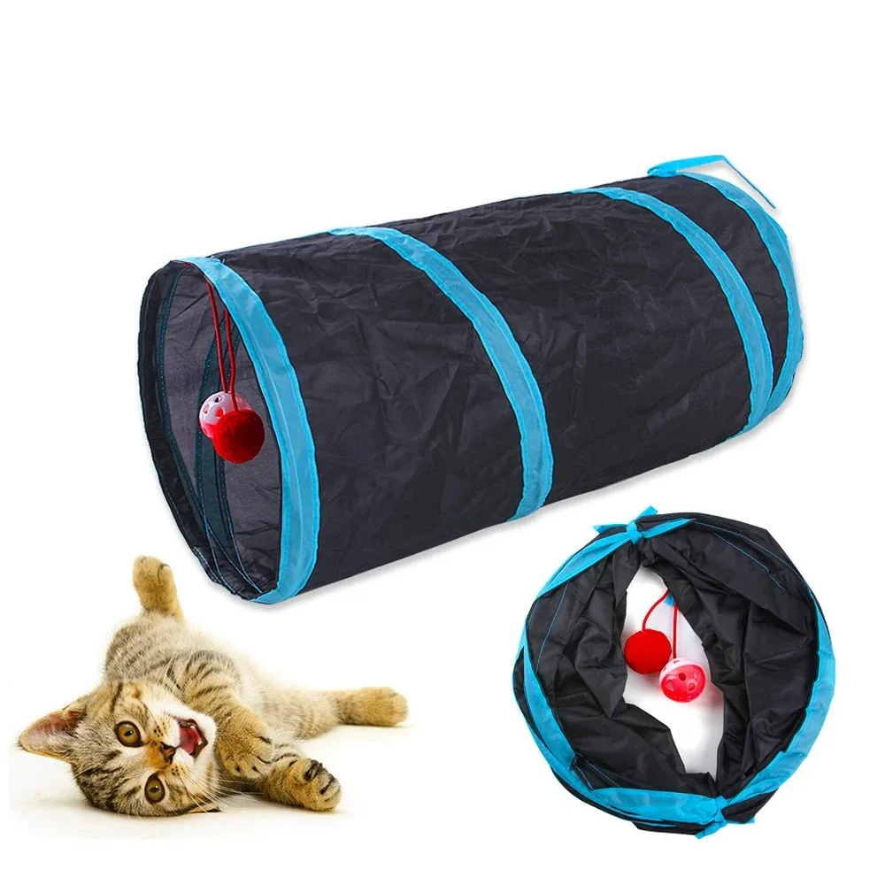 Túnel de juego plegable para gatos con cubo perforado - imagen 3