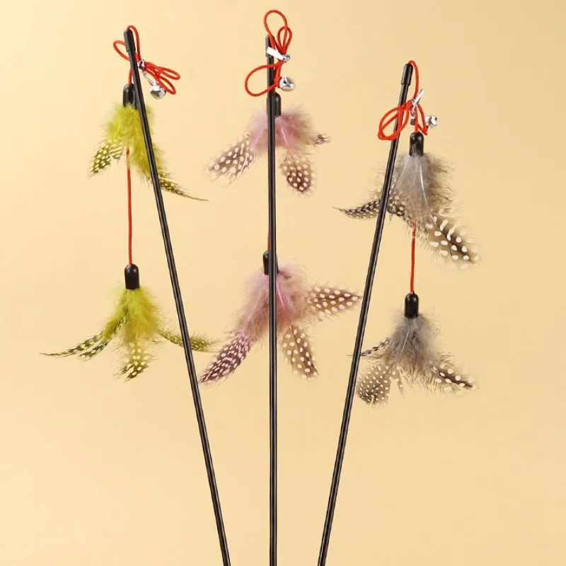 Juguete para gatos, palos de plumas para gatos, juguetes interactivos de doble pluma, palo de rompecabezas para gatos con campana, productos para mascotas - imagen 4